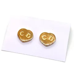 美品★Christian Dior クリスチャン ディオール イヤリング CDロゴ ハート ゴールド