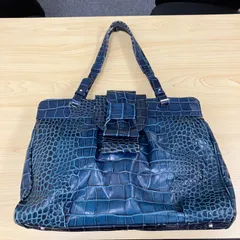 FURLA フルラ クロコ型押し トートバッグ　ネイビー