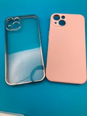 iPhone13 ケース 2点セット 6.1インチ クリア メッキフレーム シリコン ピンク