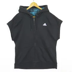 アディダス adidas ノースリーブ ジップアップ パーカー スウエット L ブラック 2sa7264