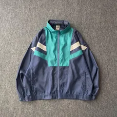 80s　90s　PUMA　ナイロンジャケット　襟刺繍　ワンポイント　切替　レトロ