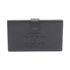 シャネル CHANEL 二つ折り長財布 ココマーク ブラック キャビアスキン(グレインドカーフ) ココマーク 二つ折財布 レディース Used A