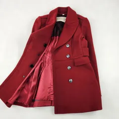 美品　BURBERRY BRIT　ウールコート ピーコート　カシミヤ 赤 希少 バーバリー ノバチェック レディース 40 L相当