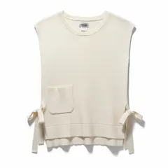 ヒロコビス HIROKO BIS ニットベスト サイドリボン ポケット 白 940732