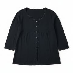 Jane Marple フォークロアレース ペプラムカーディガン ブラック 