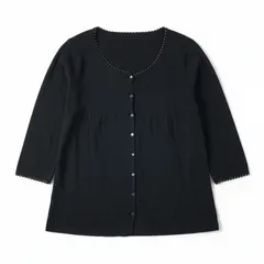 ホコモモラ Jocomomola カーディガン ビーズ ボタン 長袖 替えボタン付き 黒 990908