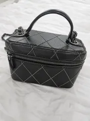 タイム ブラック キルティング チェーン トートバッグ