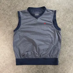 PEARLY GATES パーリーゲイツ ゴルフウェア ナイロンベスト プルオーバー ストレッチ 紺 ロゴ刺繍 Vネック メンズ 4 大きいサイズ