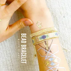 【半額･新品･正規品】 mille blanc ブレスレット ｜ ビーズ エスニック オルテガ柄 ミサンガ ミルブラン フリーサイズ レディースアクセサリー アクセ 腕輪 ビーズブレスレット ネイティブパターン エスニックデザイン エスニカル ターコイズ