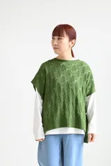 【＆H アンドエイチ】透かし柄ベスト | レディース秋 春 トップス ベスト ニット ゆったり 前後差