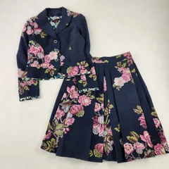 KENZO　セットアップ スーツ　花柄 総柄 超希少 ヴィンテージ フランス製 紺 ピンク 38 M相当