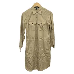 RalphLauren(ラルフローレン) ワンピース サイズ0 XS レディース - ベージュ レギュラーカラー/長袖/ロング/シャツワンピ