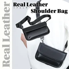 【牛本革】ショルダーバッグ メンズ レディース 斜めがけ コンパクト 長さ調整ストラップ ブラック