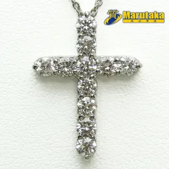 【 プラチナ ダイヤモンド ネックレス】十字架 クロス ペンダント Pt900 Pt850 D1.00ct 5.4g 60cm 鑑別書付 中古 23k333 レディース ジュエリー 逸品質屋 丸高 甲子園店 送料無料 質屋出品 兵庫県 西宮市 実店舗あります
