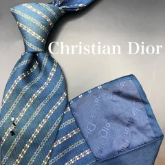 【大特価】Christian Dior ネクタイ ストライプ ロゴ ネイビー 紺