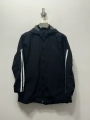 アディダス ブラック 3本線 フード ウィンドブレーカー キッズ 150