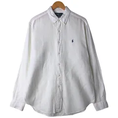 古着 ラルフローレン Ralph Lauren CLASSIC FIT クラシックフィット 長袖 リネン ボタンダウンシャツ メンズL相当/eaa458326