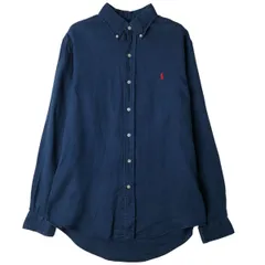 古着 ラルフローレン Ralph Lauren CUSTOM FIT 長袖 リネン ボタンダウンシャツ メンズM相当/eaa458328