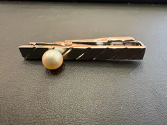 パール付き ネクタイピン シルバー メタル デザイン タイバー