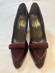 【215949】BALLY バリー  パンプス　レザー　ヒール　一部スエード　サイズ　3　1/2  ・ ワインレッド