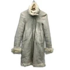 theory(セオリー) コート サイズS レディース - ライトグレー×アイボリー 長袖/ムートン/ジップアップ/冬