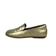 Fitflop(フィットフロップ) フラットシューズ cm25.0 レディース美品  - ゴールド 型押し加工 レザー