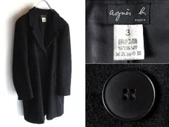 希少 90sビンテージ agnes b. アニエスべー ウール チェスターコート 3 黒 ブラック 大きいサイズ 日本製 国内正規品
