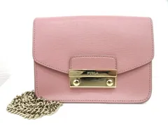 フルラ FURLA チェーンショルダーバッグ　ミニ クロスボディ ピンク 2way クラッチ ゴールド金具 かばん ☆AA★