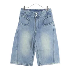 NO BRAND (ノーブランド) CONP 7分丈 ワイドデニムショーツ ハーフパンツ インディゴ