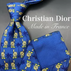 【美品】Christian Dior ネクタイ ブルー 青 イエロー アニマル