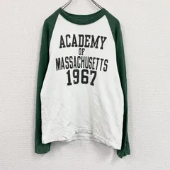 古着 used　Champion　チャンピオン　長袖Tシャツ/ロンT　ラグランスリーブ　白　ホワイト　緑　グリーン　Mサイズ