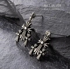 シルバー925製 ピアス トリプル クロス 刻印あり片耳1個 新品即発送72