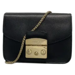 FURLA(フルラ) ショルダーバッグ メトロポリス 黒×ゴールド 斜めがけ/ミニバッグ レザー