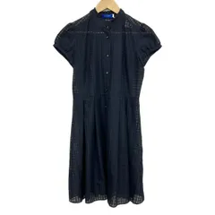 ブルーレーベルクレストブリッジ ワンピース サイズ38 M レディース美品  - 黒 半袖/ロング/チェック柄/シャツワンピ/シースルー