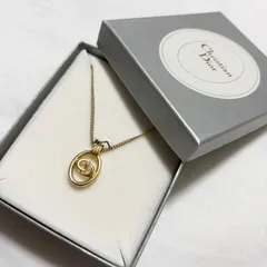 【送料無料】Christian Dior/クリスチャンディオール/ネックレス/ペンダント/ゴールド/CDロゴ/ラウンド/刻印あり/中古品/箱付き