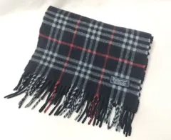 【223592】BURBERRY バーバリー  マフラー　チェック柄　カシミヤ100％ ネイビー
