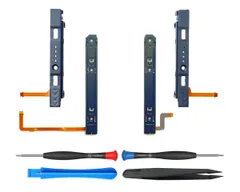 【数量限定】ElecGear 交換用スライドレール Switch有機ELモデルHEG-001とJoy Conコントローラー 対応の左右の金属製 Tトラックとプラスチックスライダーバー，フレックスケーブルコネクター付き、修理パーツツールキット付属