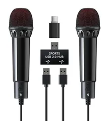 【新着商品】Switch用 マイク Switch 2 カラオケマイ PS5/PS4/XBOXONE/PCゲーム用、プラグアンドプレイ、ワンボタンミュート、デュアルカラオケ、指向性ピックアップ、179gのゴールドウェイト