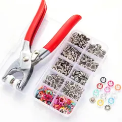 【在庫処分】打ち具 DIY レザークラフト 収納ケース付き 手作り ボタン スナップ 9.5mm 革細工 15*7cm 10色レザークラフトバネホック ホックセット 100組スナップボタン打ち具付き 9.5mm革細工 ボタンバネホック 丸形6mm スタッズ 穴