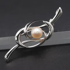 Q745 本真珠 7.7mm珠 パール SILVER刻印 ブローチ デザイン シルバー コサージュ 6月誕生石