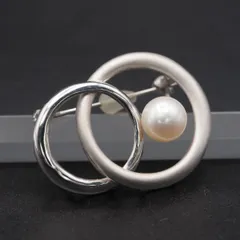 Q491 淡水真珠 パール SILVER刻印 ブローチ デザイン シルバー コサージュ 6月誕生石