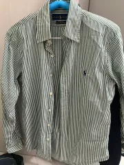 ポロ グリーン ストライプ シャツ xs