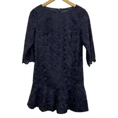 ダイアグラム ワンピース サイズ38 M レディース美品  - ダークネイビー クルーネック/七分袖/ひざ丈/レース/フリル