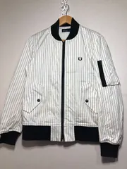 022001  FRED PERRY PINSTRIPED BOMBER JACKET XS ストライプ ジップ ピンストライプ ボンバー ジャケット フレッドペリー FREDPERRYのサムネイル