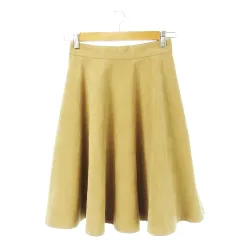 イネド INED スカート フェイクスエード フレア ミモレ ロング ストレッチ ワンポイント ステッチ 7 茶 ブラウン /CK9