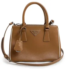 プラダ ガレリア スモール 2WAY ショルダー ハンドバッグ 斜め掛け サフィアーノ レザー CANNELLA ブラウン 茶 シルバー金具 1BA896 PRADA（未使用　展示品）