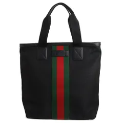 グッチ 631245 シェリーライン ウェブストライプ ナイロンキャンバス レザー ブラック グリーン レッド トートバッグ シルバー金具 GUCCI（新品・未使用品）