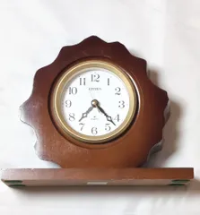 【221013】CITIZEN シチズン  置き時計　クォーツ　木製 インテリア 昭和レトロ　動作確認済み