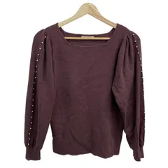 Rose Tiara(ローズティアラ) 長袖セーター サイズ42 L レディース美品  - ダークブラウン クルーネック/ビジュー