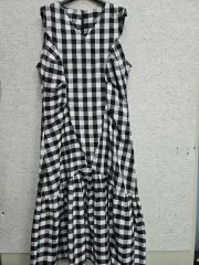 ギンガムチェック ノースリーブ シャーリングワンピース ONE SIZE 66